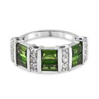 Natürlicher Chromdiopsid und Zirkon Ring 925 Silber platiniert (Größe 17.00) ca. 1,74 ct