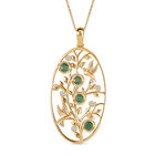 Kagem Sambischer Smaragd, Weißer Zirkon Schmuckset 925 Silber 750 Gelbgold Vermeil ca. 1,00 ct.