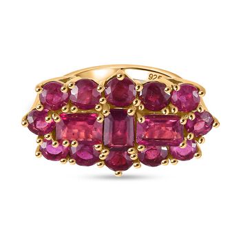 AA Afrikanischer Rubin (Fissure gef&uuml;llt) Ring 925 Silber 750 Gelbgold Vermeil (Gr&ouml;&szlig;e 21.00) ca. 6.74 ct