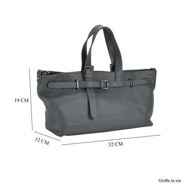 Echtleder-Crossbody-Bag im Trapez-Design, 32x12x19 cm, Petrolblau image number 6