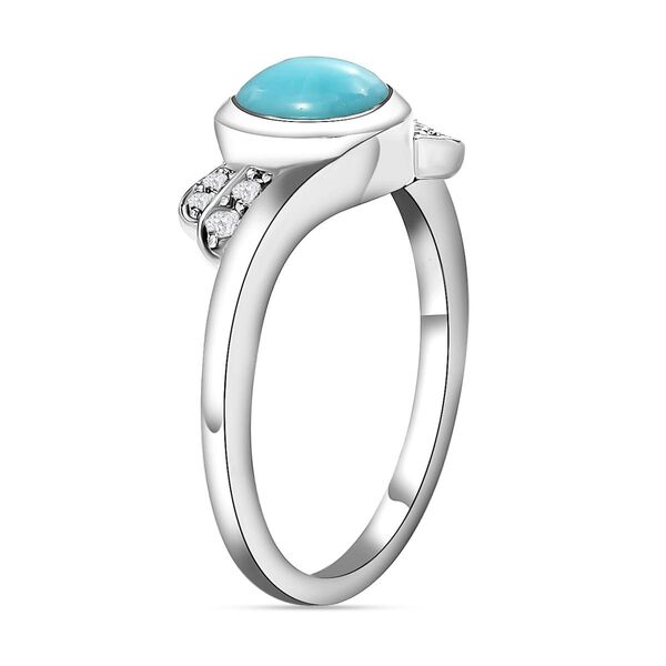 Amerikanischer, nat&uuml;rlicher Sleeping Beauty T&uuml;rkis und wei&szlig;er Zirkon-Ring, 925 Silber platiniert  ca. 0,86 ct image number 5