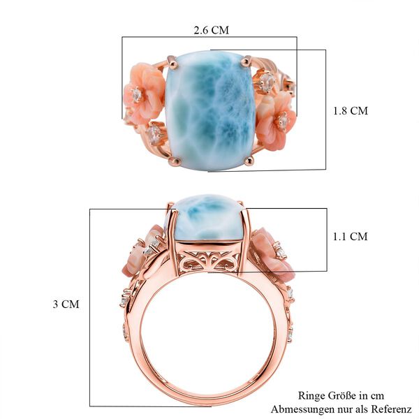 Jardin Kollektion - Larimar und rosa Perlmutt-Ring, 925 Silber ros&eacute;vergoldet  ca. 10,62 ct image number 7