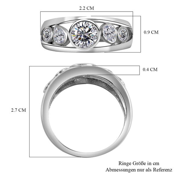 Lustro Stella - Wei&szlig;er Zirkonia Ring, 925 Silber platiniert, ca. 1,96 ct image number 6