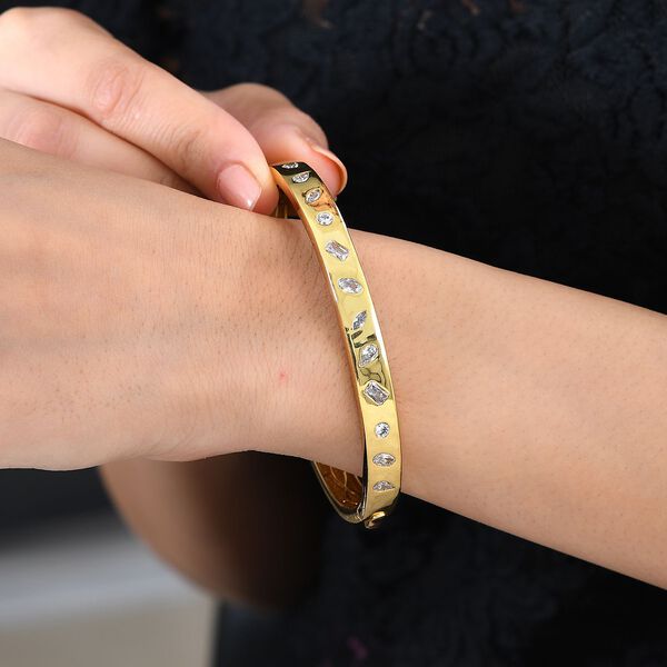 Wei&szlig;er Zirkonia Armreif ca. 19 cm Messing image number 3