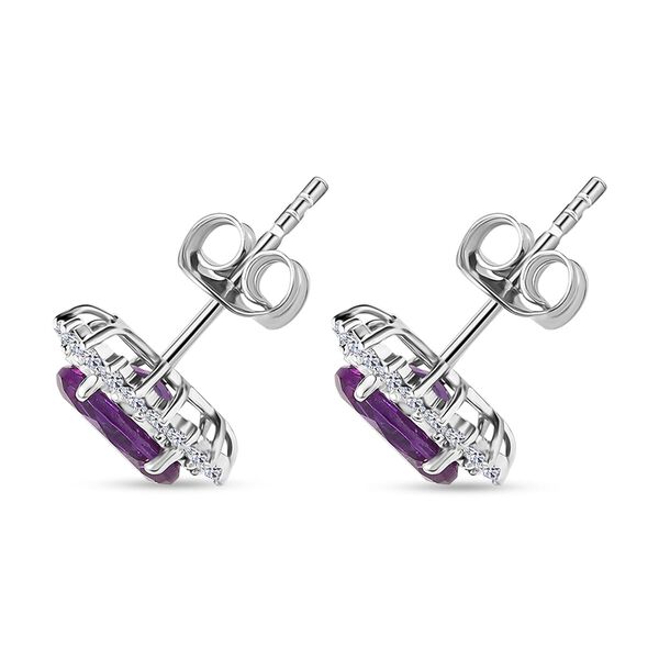 AAA Lab Grown Farbwechsel-Saphir, Lab Grown Diamant Ohrringe 417 Gold ca. 2.30 ct image number 4