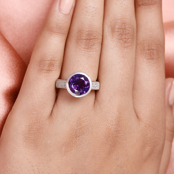 Lusaka Amethyst und Zirkon Ring 925 Silber platiniert  ca. 3,71 ct image number 3