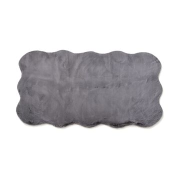 Serenity Night - Kunstfell-Teppich mit Schaumstoffbasis, Wolkenform, 100x180 cm, Silbergrau