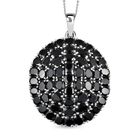 Schwarzer Spinell Anhänger mit Kette, 925 Silber platiniert ca. 28.47 ct