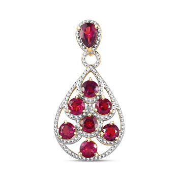 Rhodolith Granat Anh&auml;nger 925 Silber Gelbgold Vermeil ca. 2,78 ct.