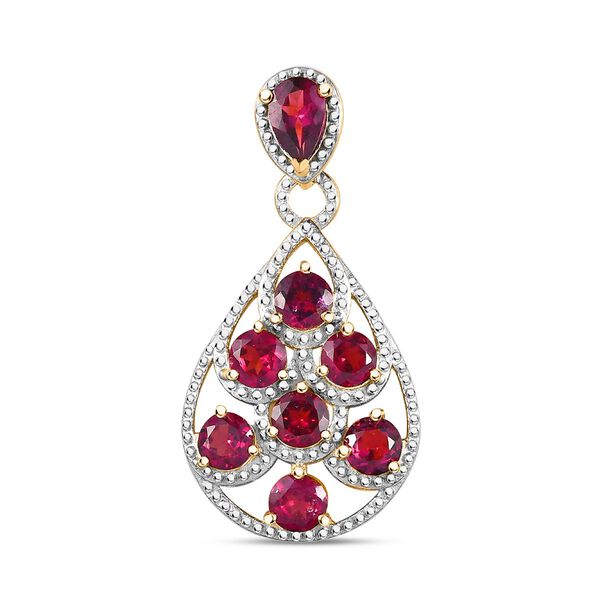 Rhodolith Granat Anh&auml;nger 925 Silber Gelbgold Vermeil ca. 2,78 ct.