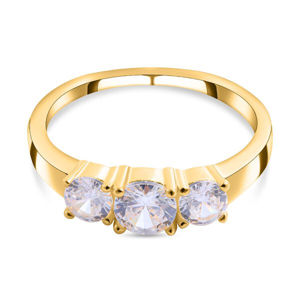 LUSTRO STELLA - Wei&szlig;er Zirkonia-Ring, 925 Silber vergoldet - 1,75 ct.