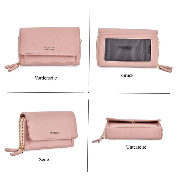 Crossbody-Tasche mit RFID-Schutz, Rosa image number 9