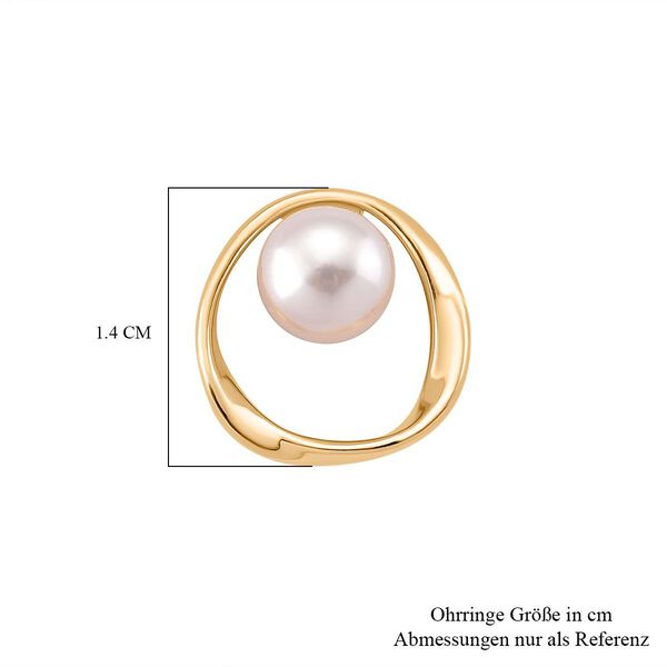 Wei&szlig;e S&uuml;&szlig;wasser Perle Ohrringe, 925 Silber vergoldet image number 4