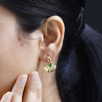 AA Nat&uuml;rlicher Chromdiopsid, Kanchanaburi Blauer Saphir Ohrringe 925 Silber Gelbgold Vermeil ca. 0.54 ct