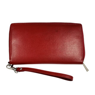 Moderne Geldb&ouml;rse aus 100% echtem Leder mit Kleingeld und Kartenf&auml;chern, rot