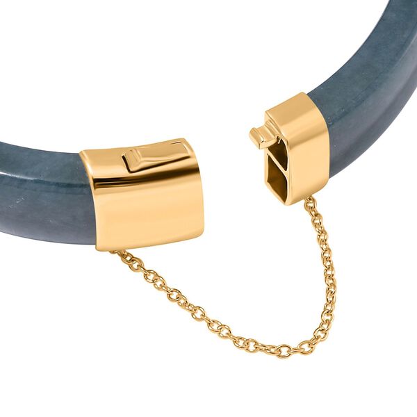 EXTREM SELTEN - Nat&uuml;rlicher Olmek Jadeit Armreif ca. 19 cm 925 Silber vergoldet ca. 250.00 ct image number 5