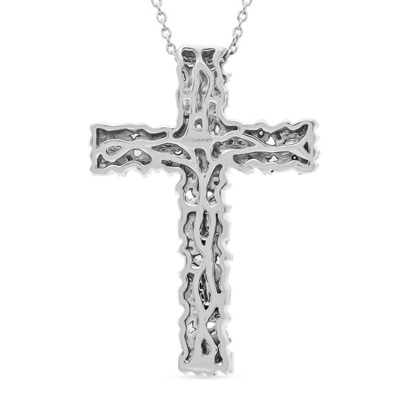 LUXURIANT SI-GH SGL zertifizierter Labor Diamant Kreuz Anhänger mit 50cm Kette, 925 Silber rhodiniert - 1 ct. image number 3