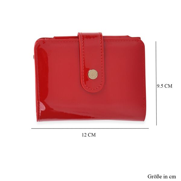Glänzende Geldbörse aus PU-Leder mit RFID-Schutz, 12×9,5cm, Rot image number 10