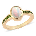 Natürlicher Äthiopischer Opal und Natürlicher Chromdiopsid Ring 925 Silber vergoldet  ca. 1,10 ct image number 3
