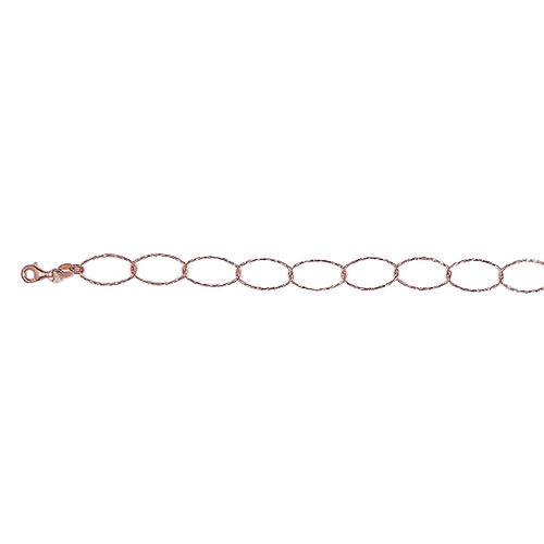 Ovale Giotto-Halskette mit Diamantschliff-Muster, rosévergoldet, 75 cm image number 0