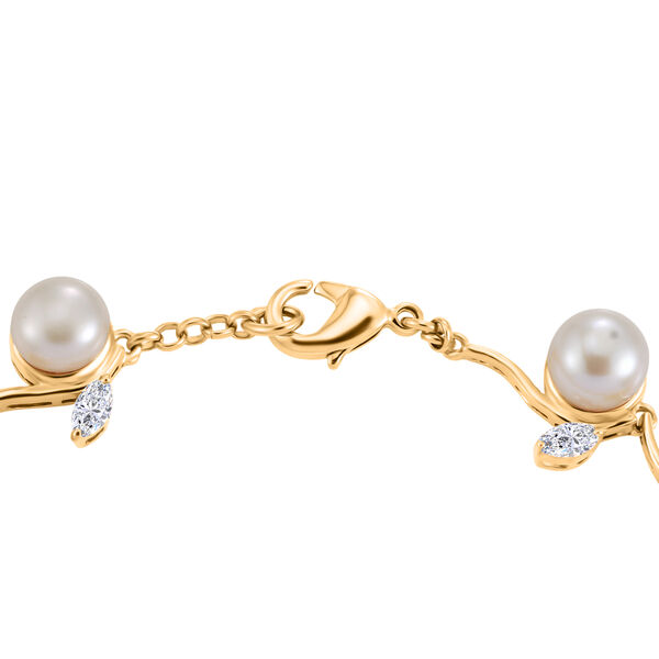 EVER TRUE S&uuml;&szlig;wasser Perle (7-7.5 mm), Wei&szlig;er Topas Armband ca. 19 cm Nickelfreies Messing image number 3