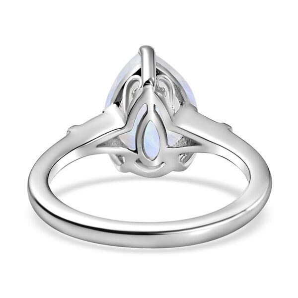 Premium Regenbogen Mondstein und Zirkon-Ring, 925 Silber platiniert  ca. 2,46 ct image number 6