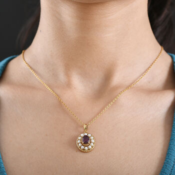 D'Joy AA nat&uuml;rlicher Rhodolith Granat und S&uuml;&szlig;wasser Perle Anh&auml;nger