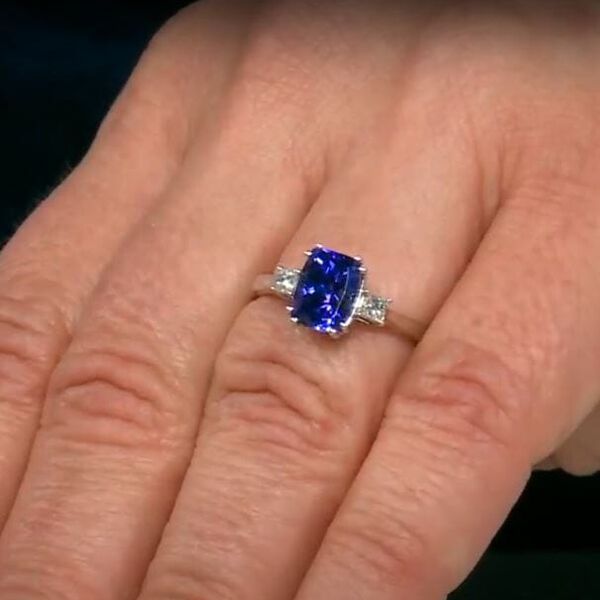 AAA Tansanit, Wei&szlig;er Diamant Ring 417 Gold (Gr&ouml;&szlig;e 17.00) ca. 2,25 ct image number 4