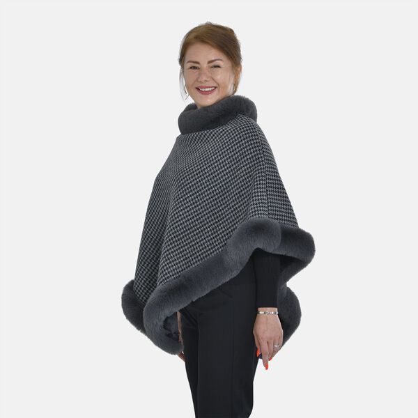 Kunstpelz-Poncho, 70x92 cm, grau image number 3