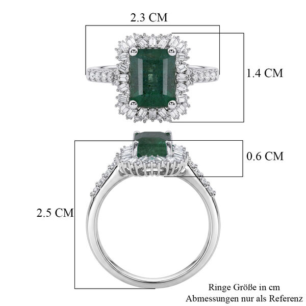 D'Joy AA Smaragd, Moissanit Ring 925 Silber Rhodiniert (Gr&ouml;&szlig;e 17.00) ca. 1,93 ct image number 5