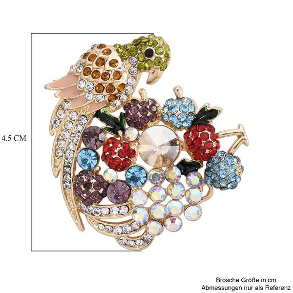 Mehrfarbiger Kristall Brosche  Gelb image number 5