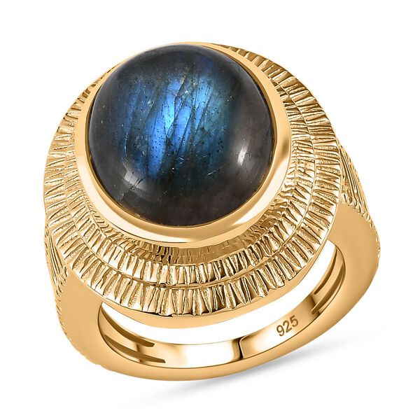 AAA Labradorit Ring 925 Silber 750 Gelbgold Vermeil (Größe 18.00) ca. 9,68 ct image number 4