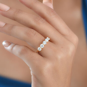 LUXURIANT SI-GH Labor Diamant Ring, 925 Silber 750 Gelbgold Vermeil - 2 ct.