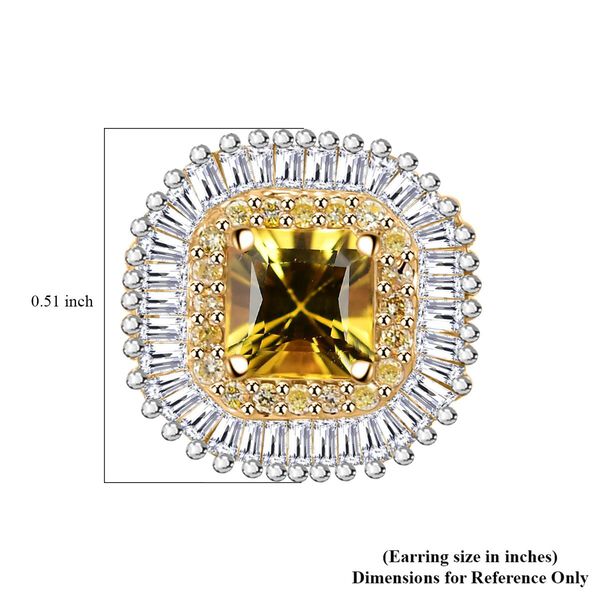 Zertifiziert und geprüft AAA gelbe Saphir, gelbe und weiße Diamant Ohrringe in 585 Gold - 2,44 ct. image number 5