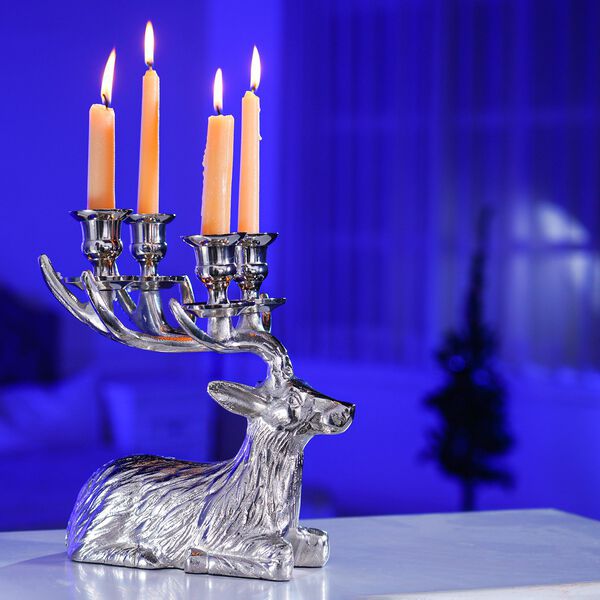 Rentier Figur 4er Kerzenhalter, 23.8x17x25.4cm, silber image number 3