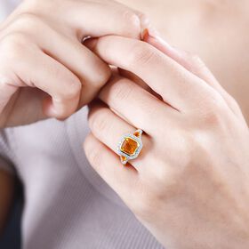 AA Salamanca Feueropal Ring, 925 Silber 750 Gelbgold Vermeil (Größe 18.00) ca. 1.82 ct