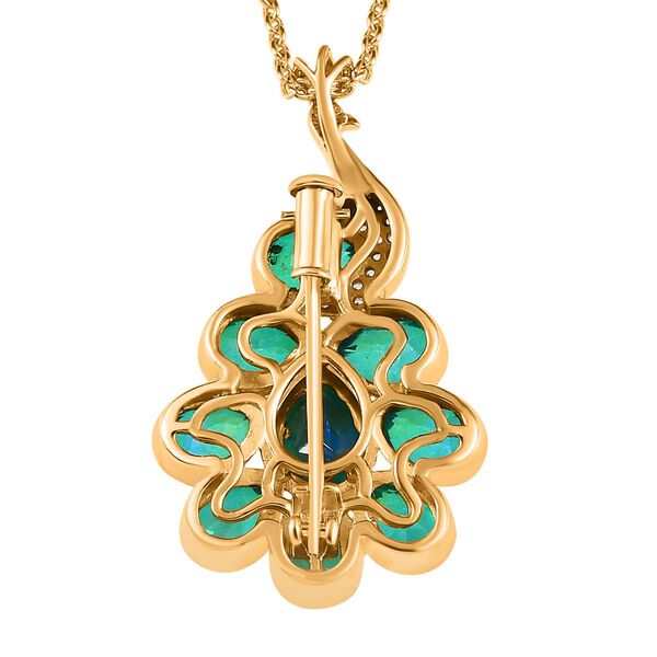 Pfau Triplett Quarz und Zirkon Anhänger mit Kette - 4,83 ct. image number 5