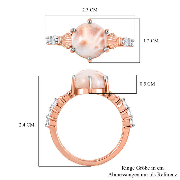 Djoy AA Natrolith, Wei&szlig;er Zirkon Ring 925 Silber &Uuml;berlagerung aus Ros&eacute;gold und Platin (Gr&ouml;&szlig;e 17.00) ca. 2.96 ct image number 7