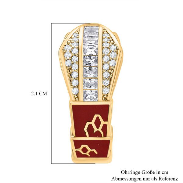 Wei&szlig;er Zirkonia Ohrringe Nickelfreies Messing emailliert image number 6