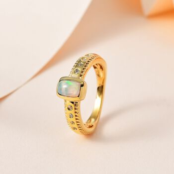 AA nat&uuml;rlicher, &auml;thiopischer Welo Opal und Zirkon-Ring - 0,53 ct.