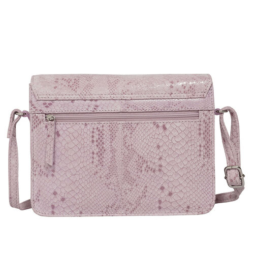 ASSOTS LONDON - Schlangendruck Crossbody Tasche aus 100% echtem Leder, 22x19x6cm, Rosa image number 1