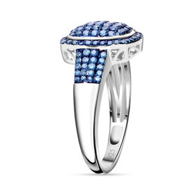 Blauer Diamant Ring 925 Silber platiniert (Größe 17.00) ca. 1.00 ct
