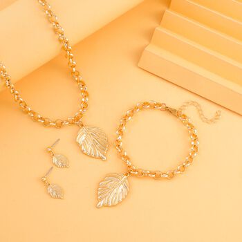 3er Set Halskette, Ohrringe, Armband ca. 20cm, goldfarben