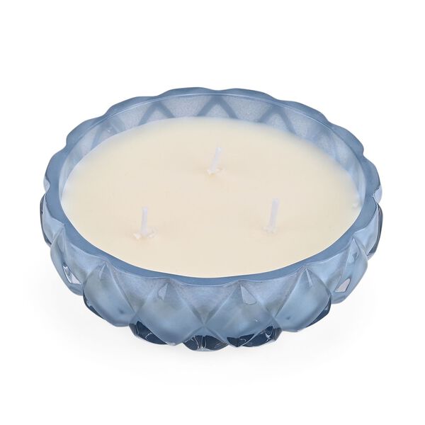 LIVMORE - Duftkerze Winterzauber-Design, 25 Std. Brenndauer, 150g, 4,5 ml &auml;therisches &Ouml;l, Amber und Pfingstrose, Blau image number 4