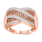 Natürlicher Champagner Diamant Ring 925 Silber Roségold Vermeil (Größe 20.00) ca. 0.50 ct