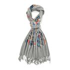 Bestickter Schal mit Paisley und Floralem Stickerei, 70 x 180 cm, Hellgrau