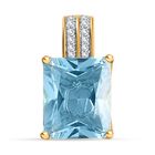 Himmelblauer Topas, Weißer Zirkon Anhänger 925 Silber Gelbgold Vermeil ca. 6.87 ct