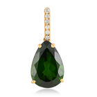 AAA Natürlicher Chromdiopsid und weißer Diamant-Anhänger I1 G-H, zertifiziert und geprüft, 585 Gelbgold ca. 4,00 ct image number 0