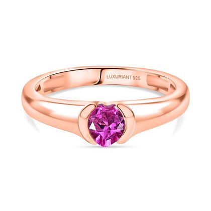AAA Lab Grown Rosa Saphir Ring 925 Silber 750 ros&eacute;vergoldet (Gr&ouml;&szlig;e 21.00) ca. 0.64 ct