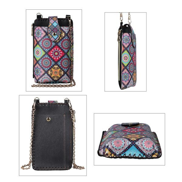 Boho Stil Crossbody Handytasche, mehrfarbige Rauten image number 4
